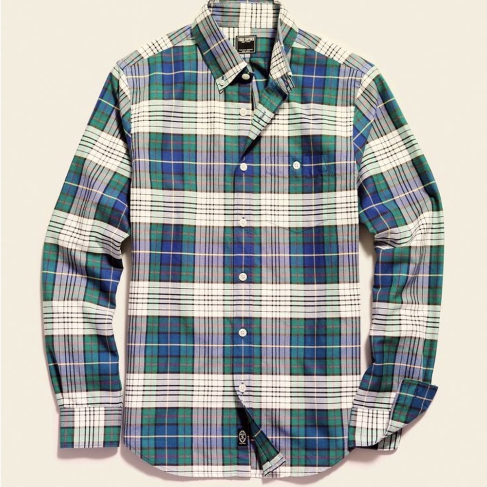 Todd Snyder Favorite Oxford in GREEN TARTAN